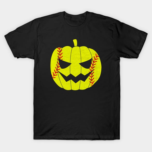 Softball Pumpkin Halloween Costume Retro Vintage T-Shirt by Luluca Shirts